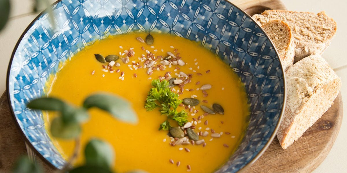 healthy hearty soup with bread