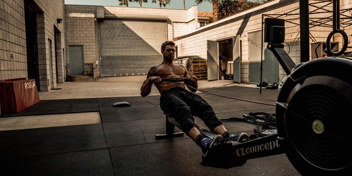 man rowing tabata workout fathers day dad bod