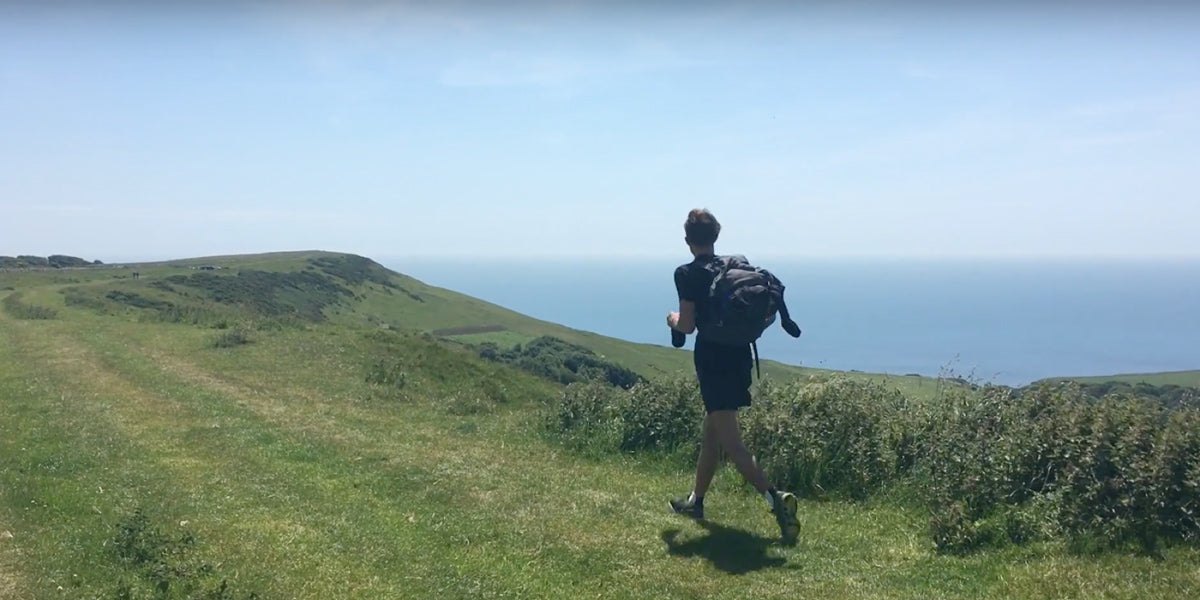 Running coastal marathon scenery UK Britain