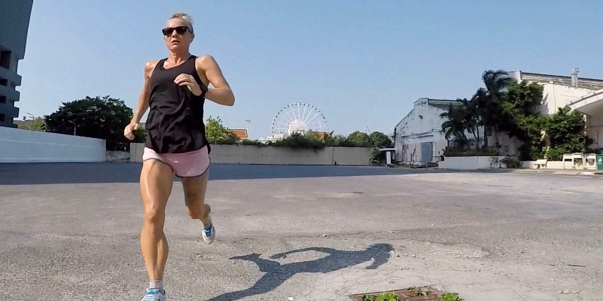 triathlete running outdoors