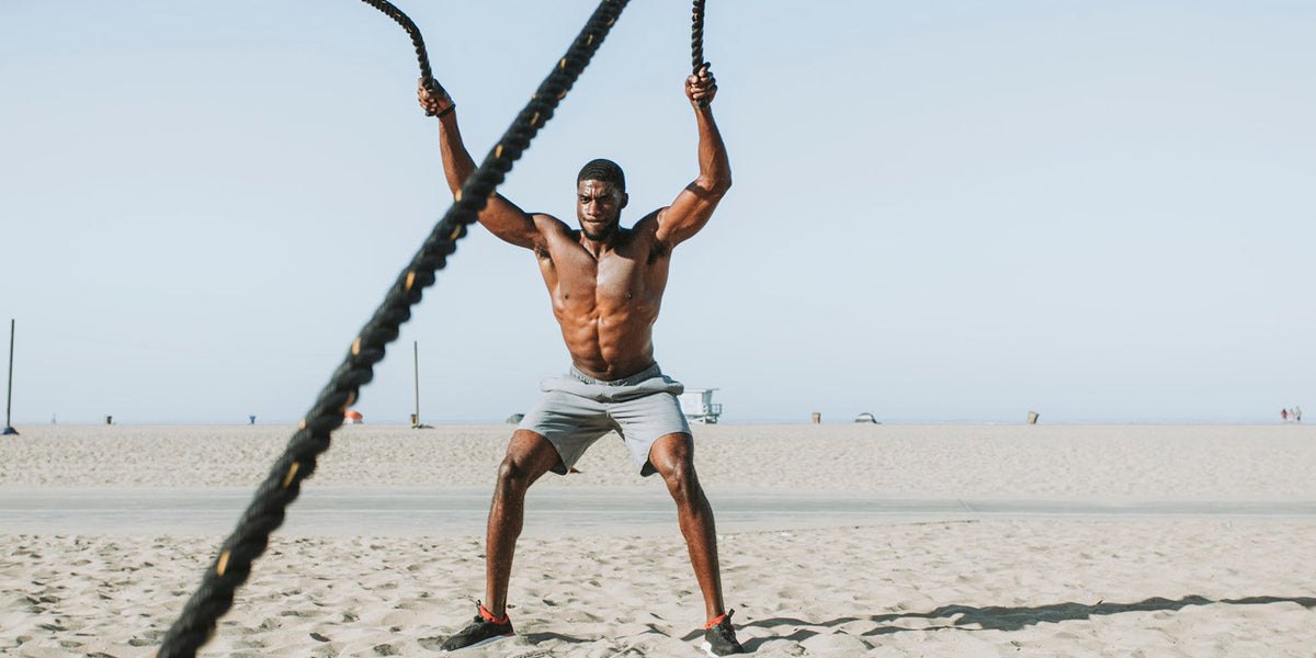workout cardio battle ropes beach tabata