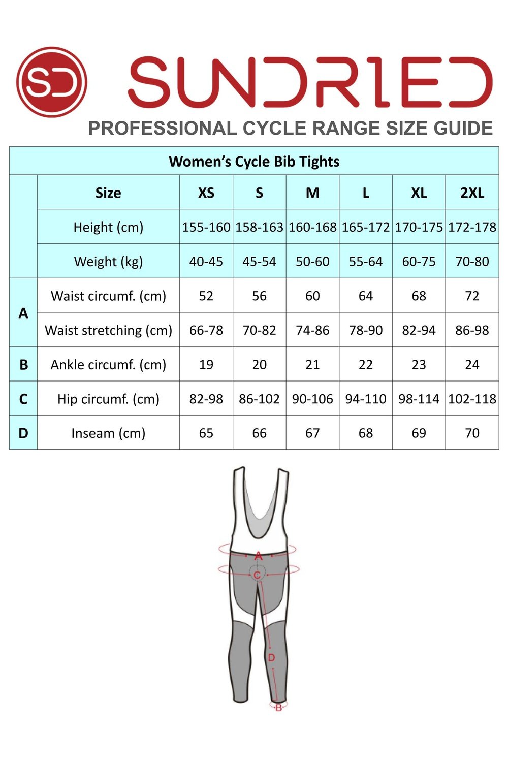 Sundried Rouleur Women's Training Bib Tights Bib Tights Activewear