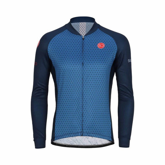 Sundried Drop Men's Long Sleeve Cycle Jersey Long Sleeve Jersey L Blue SD0449 L Blue Activewear