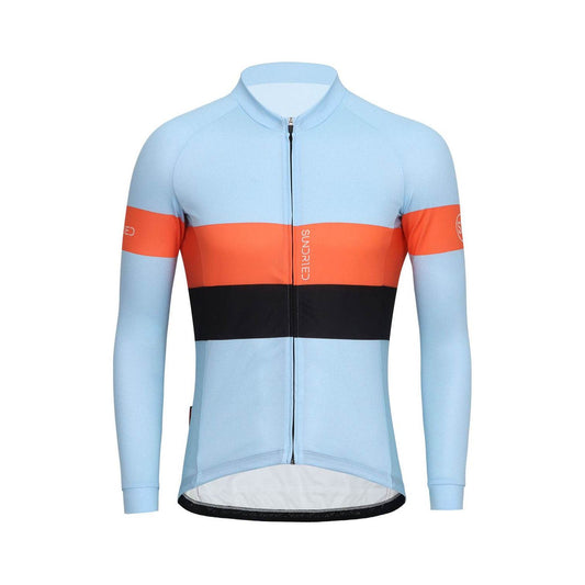 Sundried Sky Stripe Men's Long Sleeve Cycle Jersey Long Sleeve Jersey L Blue SD0487 L Sky Activewear