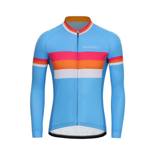 Sundried Euro Men's Long Sleeve Cycle Jersey Long Sleeve Jersey L Blue SD0489 L Blue Activewear