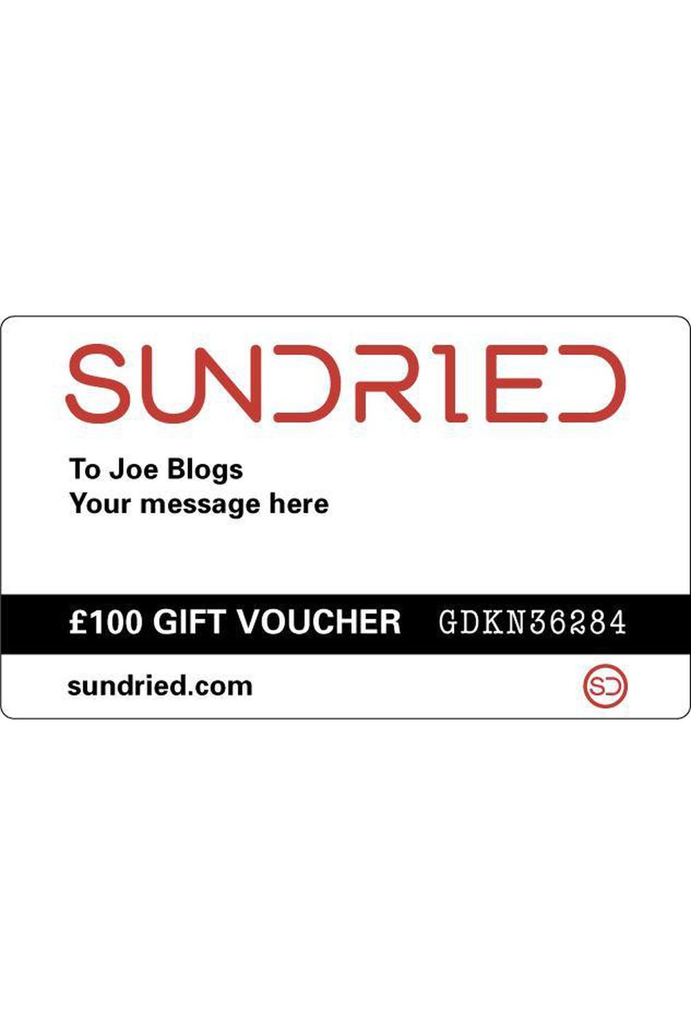 Sundried Gift Voucher Accessories £100 SDGIFTVOUCHER-100 Activewear