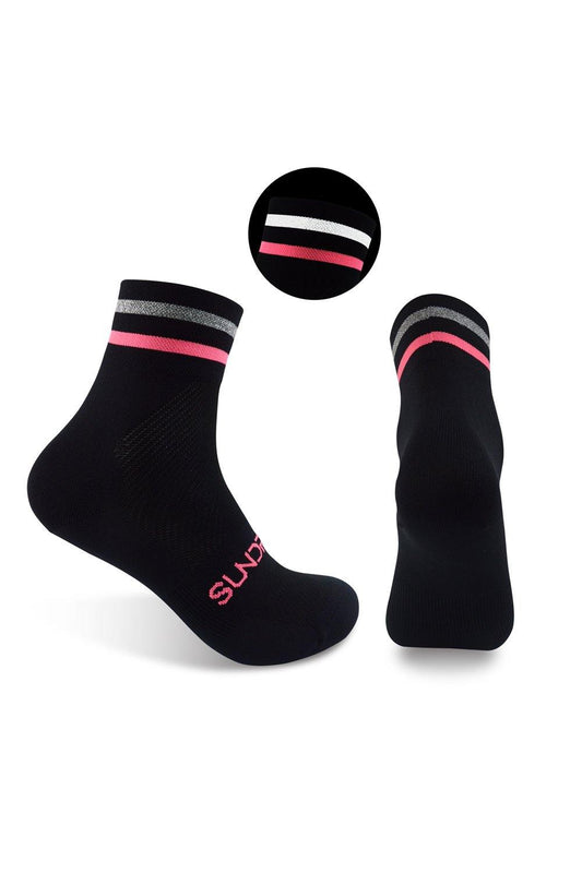 Sundried Cycle Socks Black w Reflective Stripe Cycle Socks S/M Black SD0199 SM Black Activewear