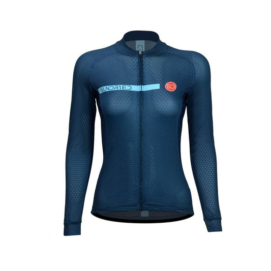 Sundried Velo Women's Long Sleeve Cycle Jersey Long Sleeve Jersey L Blue SD0105 L Blue Activewear