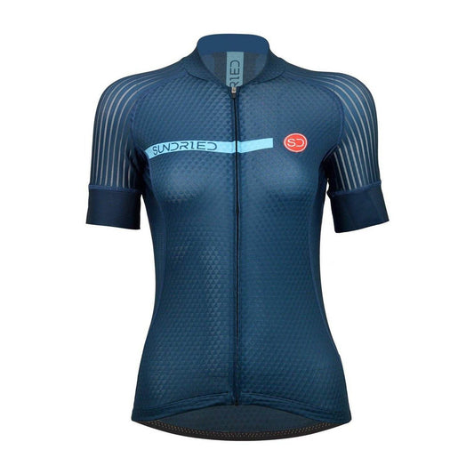 Sundried Velo Women's Short Sleeve Cycle Jersey Short Sleeve Jersey L Blue SD0106 L Blue Activewear