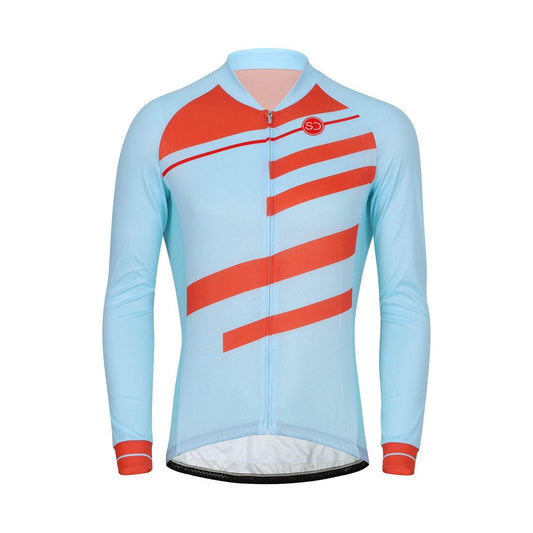 Sundried Ecrins Men's Long Sleeve Cycle Jersey Long Sleeve Jersey L Blue SD0443 L Blue Activewear