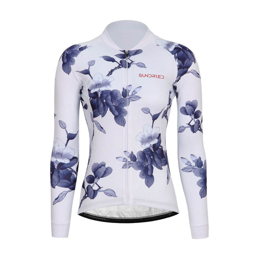 Sundried Floral Women's Long Sleeve Training Cycle Jersey Long Sleeve Jersey L White SD0460 L White Activewear