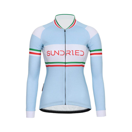 Sundried Ice Stripe Women's Long Sleeve Cycle Jersey Long Sleeve Jersey L Ice SD0512 L Ice Activewear