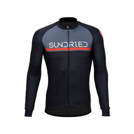 Sundried Peloton Men's Long Sleeve Cycle Jersey Long Sleeve Jersey L Black SD0109 L Black Activewear