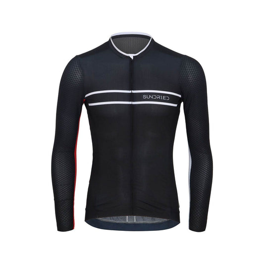 Sundried Pro Men's Black Long Sleeve Cycle Jersey Long Sleeve Jersey L Black SD0499 L Black Activewear
