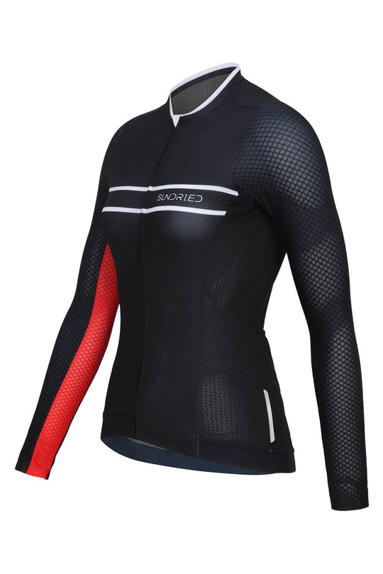 Sundried Pro Women's Black Long Sleeve Cycle Jersey Long Sleeve Jersey Activewear Sundried Pro Women's Black Long Sleeve Cycle Jersey Long Sleeve Jersey Activewear