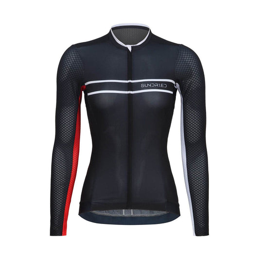 Sundried Pro Women's Black Long Sleeve Cycle Jersey Long Sleeve Jersey L Black SD0500 L Black Activewear