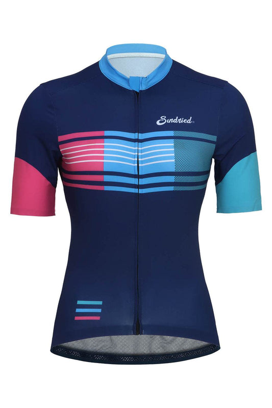 Sundried Sport Disegno Women's Short Sleeve Cycle Jersey Short Sleeve Jersey L SS1004 L Navy Activewear