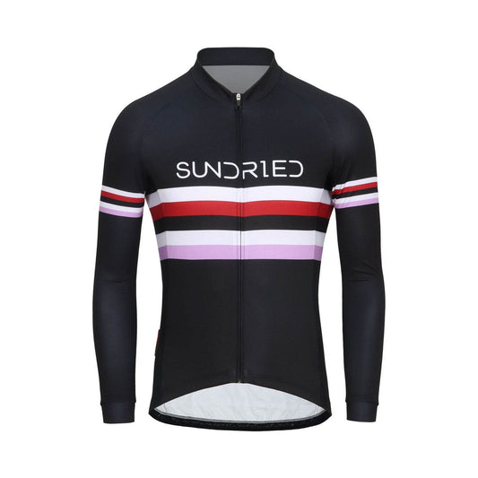 Sundried Stealth Men's Long Sleeved Cycle Training Jersey Long Sleeve Jersey L Black SD0503 L Black Activewear