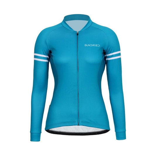 Sundried Turquoise Women's Long Sleeve Cycle Jersey Long Sleeve Jersey L Turquoise SD0484 L Turquoise Activewear
