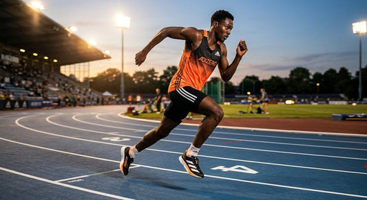 Runner wearing Adidas Adizero EVO SL 2 during a fast track session