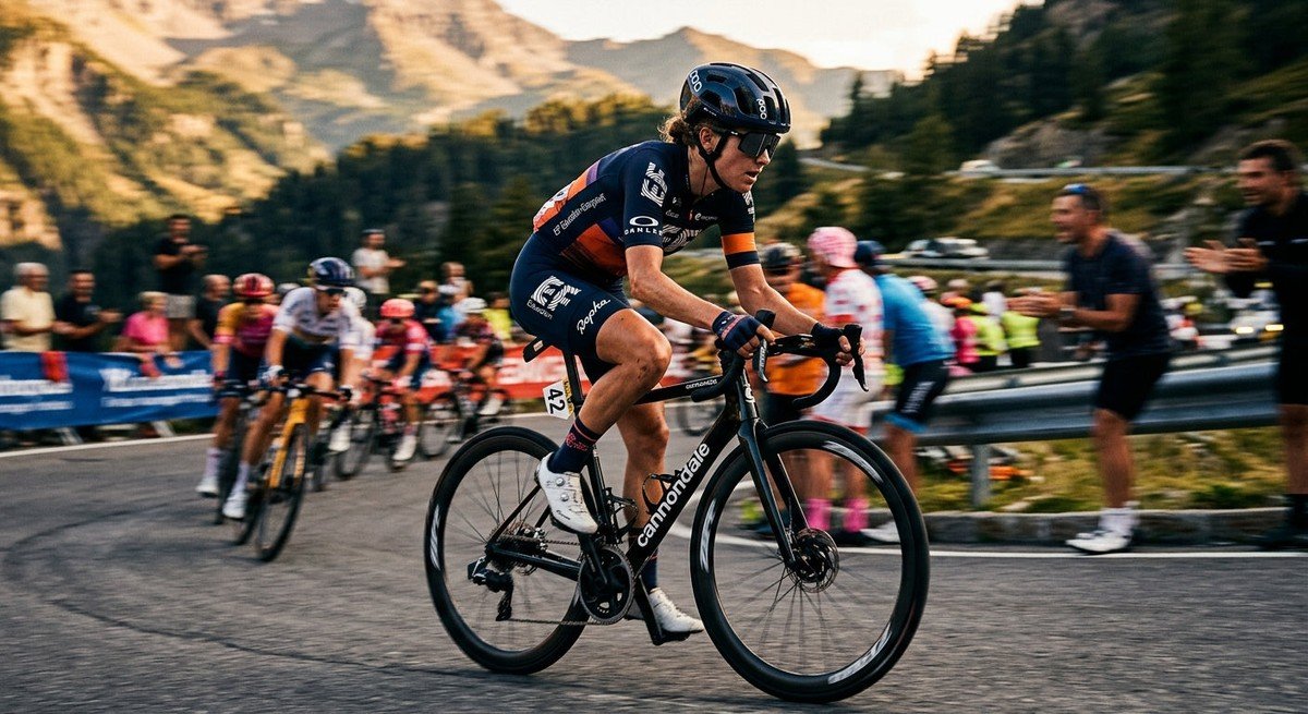 A professional cyclist wearing Oakley Sutro Lite sunglasses during a high-speed road race with motion blur