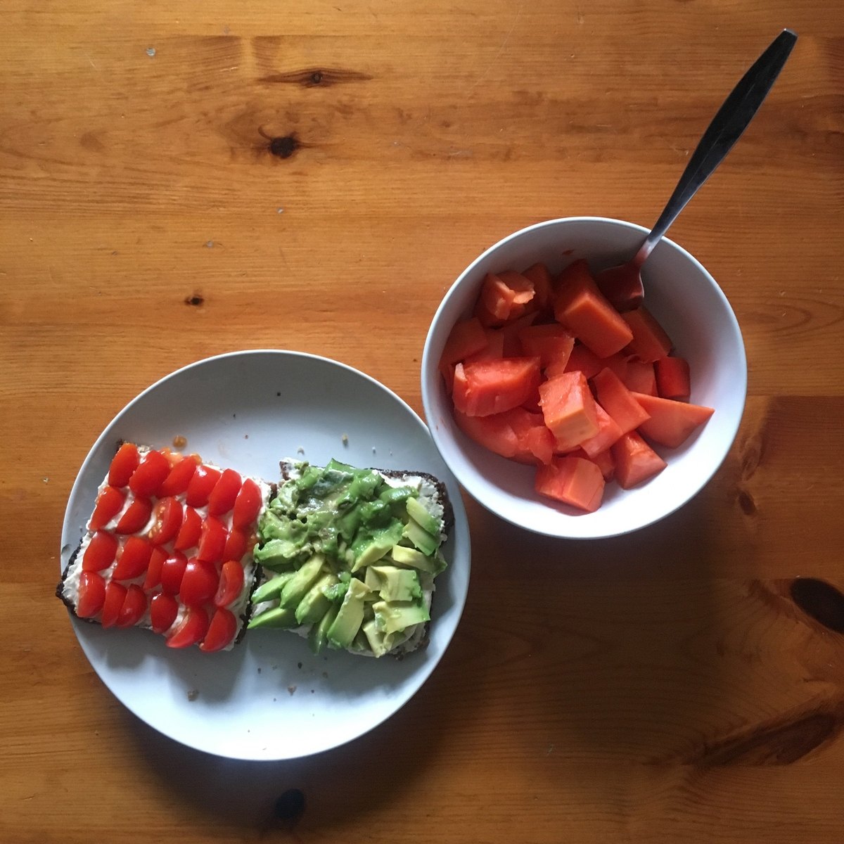 Avocado Toast Tomatoes Hummus Breakfast Vegan