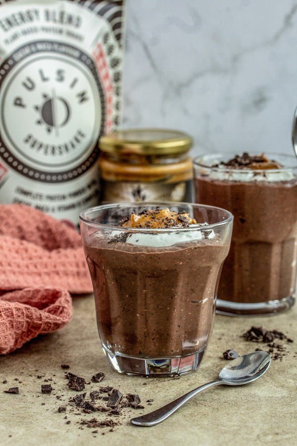 chocolate PB protein mousse Peachy Palate healthy dessert recipe Pulsin