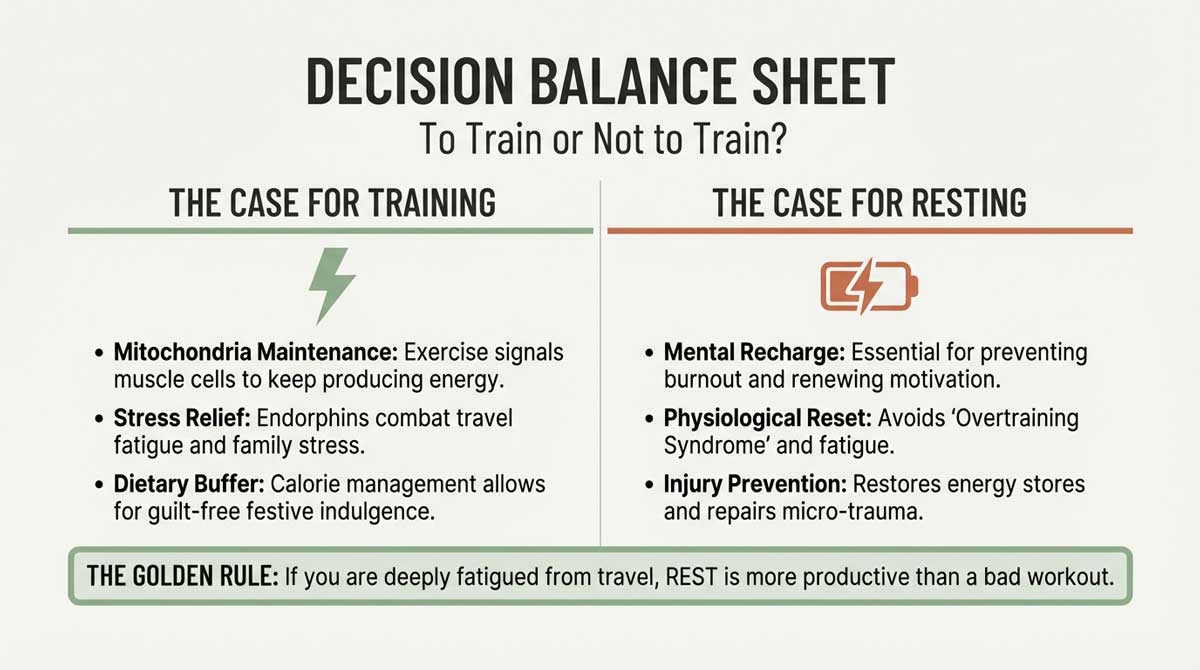 Decision Balance Sheet: Arguments for training versus resting