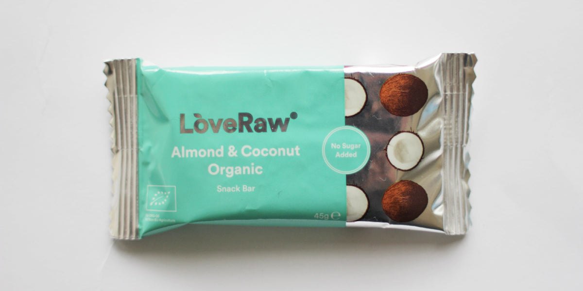 Almond and coconut organic snack bar raw vegan