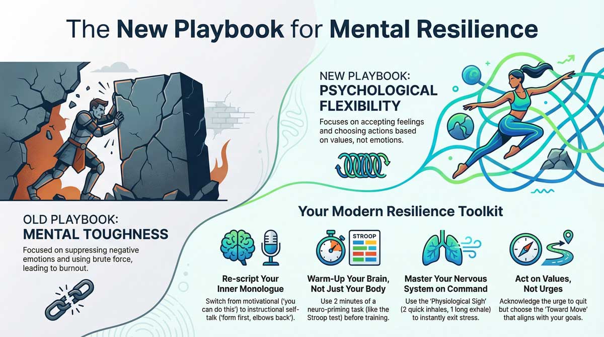 How does modern integrated performance training fundamentally redefine the concept of mental resilience