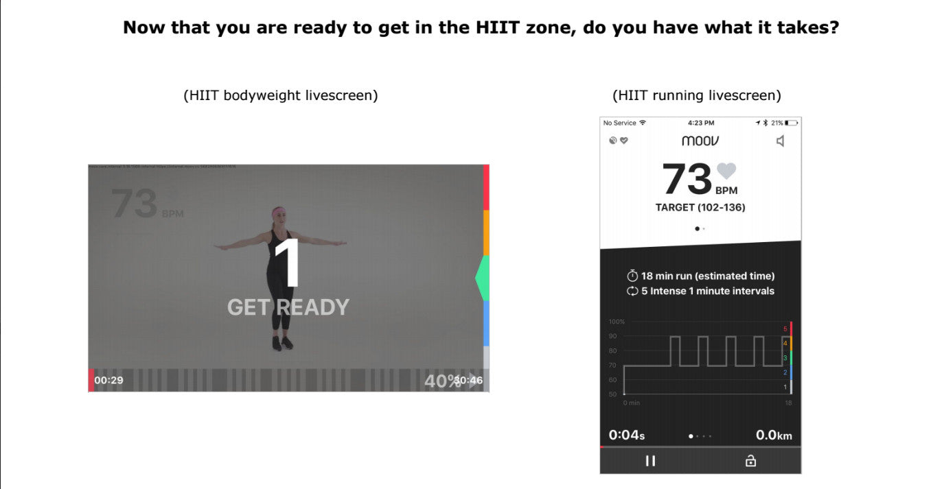 Moov Heart rate Screens