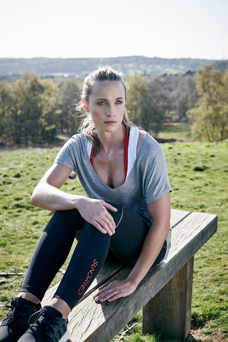 Female athlete wearing Sundried Activewear Outdoor Photoshoot