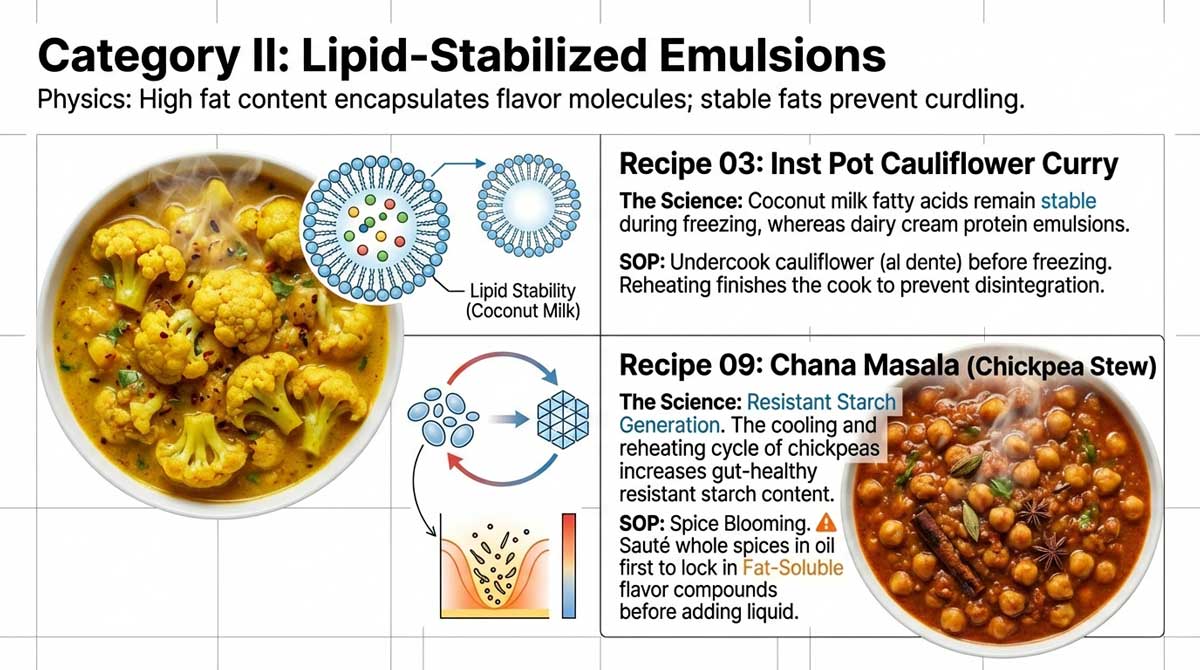 Lipid-Stabilized Emulsions: Cauliflower Curry and Chana Masala