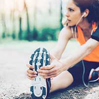 Close up of high tech running shoes