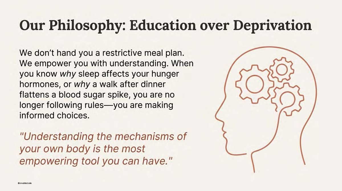 Head profile with gears turning, representing education and understanding over restrictive rules