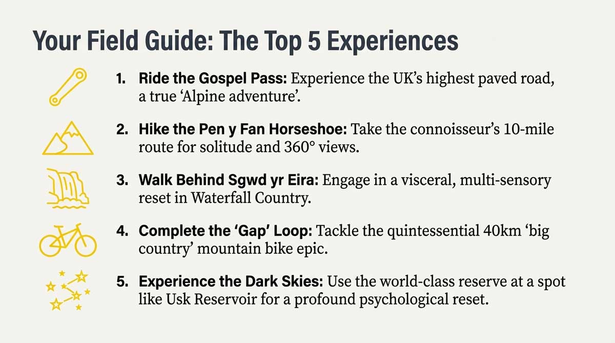 List of the Top 5 Experiences in the region