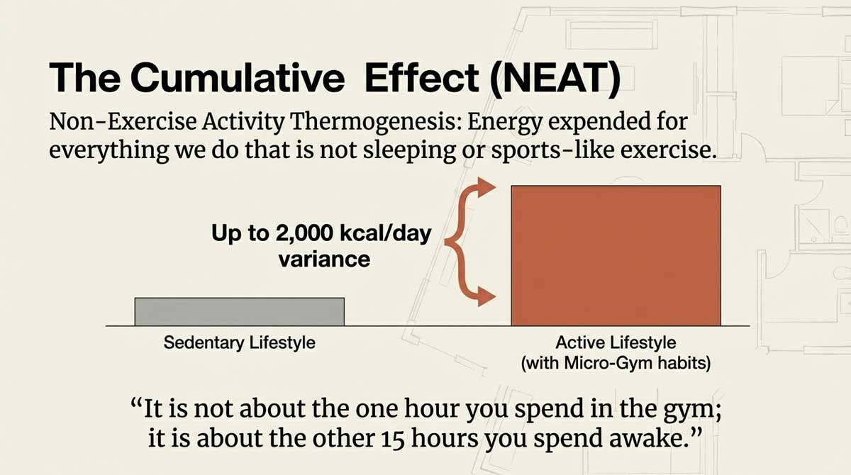 Chart showing the cumulative energy expenditure effect of NEAT