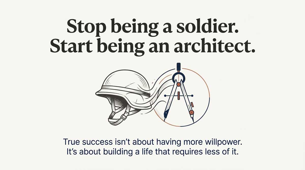 Graphic of a soldier's helmet transforming into an architect's compass