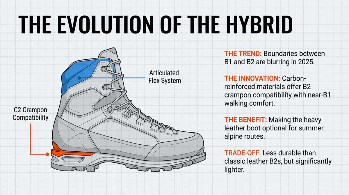 Diagram of a hybrid boot with articulated flex systems