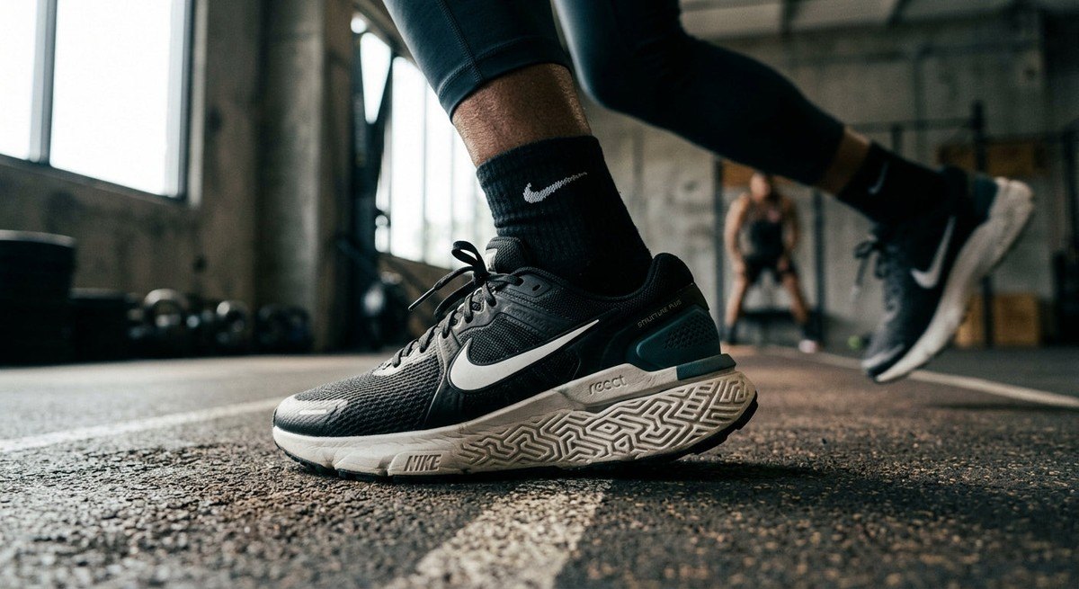 Close-up of the Nike Structure Plus midsole showing the intricate geometric foam texture and advanced material construction.
