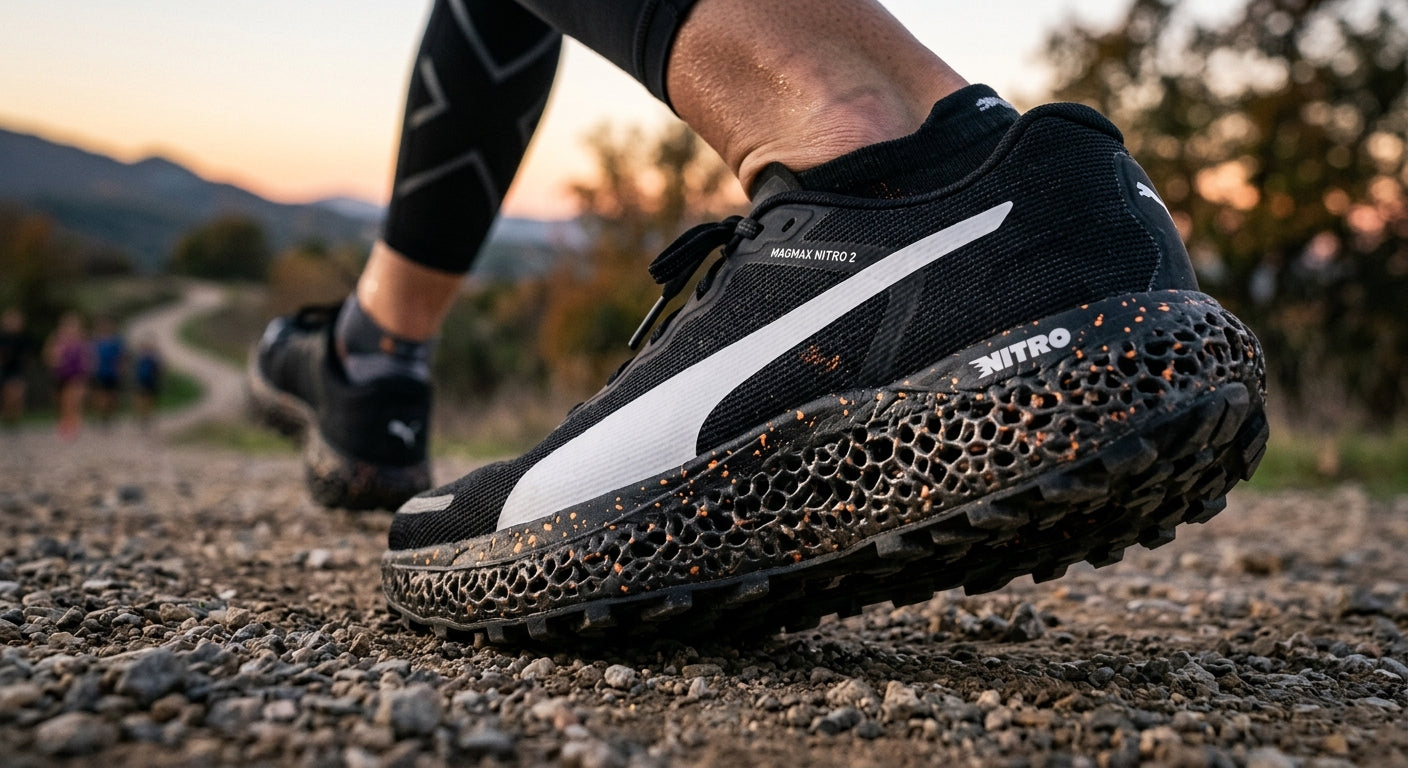 Close-up of the Puma MagMax Nitro 2 midsole texture showing the nitrogen-infused foam detail.