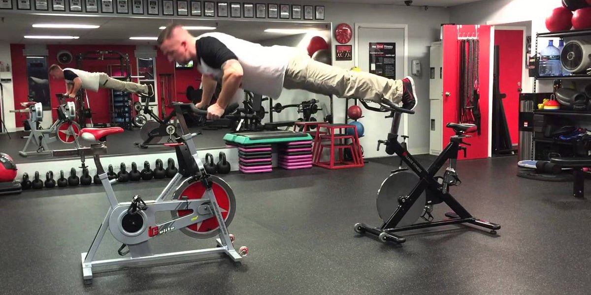crazy exercise spin bike push ups