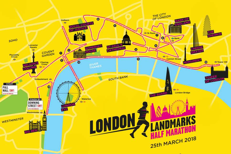 London Landmarks Half marathon LLHM route 