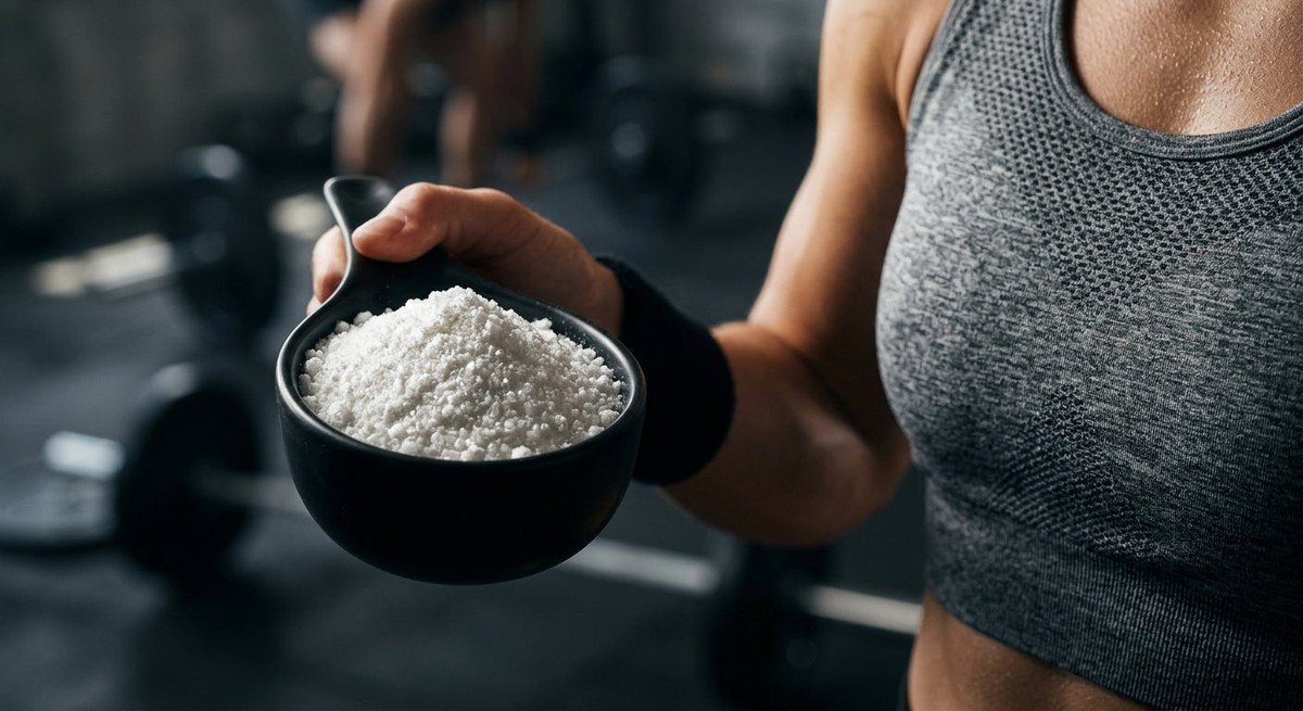 Macro shot of high-quality supplement powder texture with dramatic lighting to emphasise purity and granular structure.