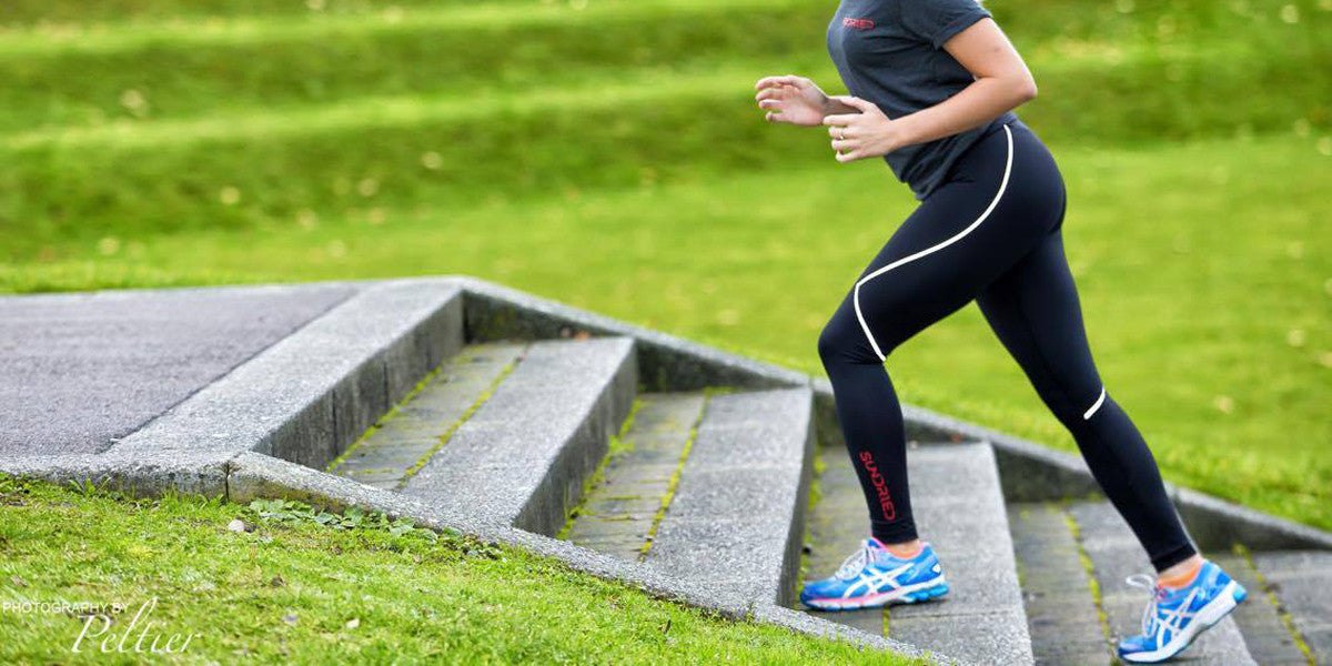 Running up stairs outdoors get fit