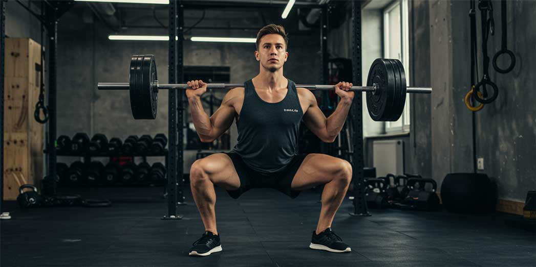 A runner performing a single leg strength exercise to build a stable chassis for marathon training.