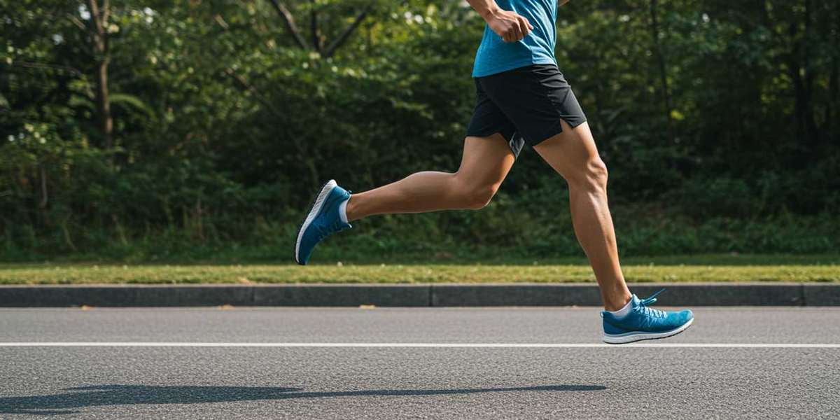 A side view of a runner showing strong posture and full body alignment during a long-distance easy run.