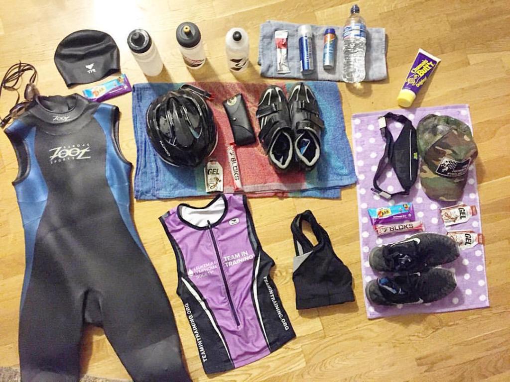 triathlon flat lay packing holiday vacation