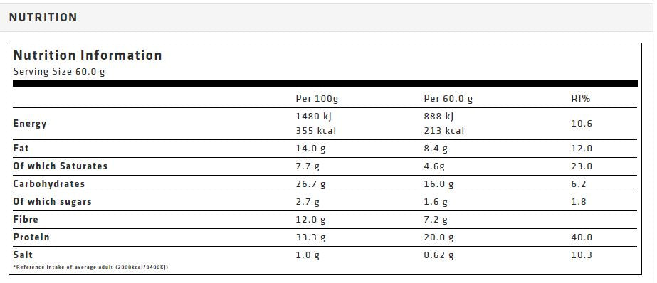 USN Trust Crunch Protein bar nutrition information