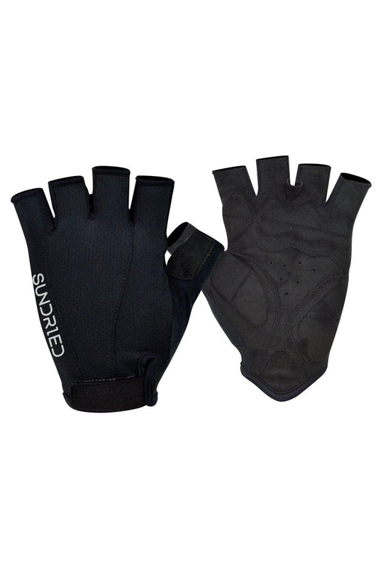 Sundried Black Fingerless Cycle Gloves Gloves L Black SD0300 L Black Activewear